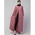 Front open Contrast embroidery abaya- Mauve Pink